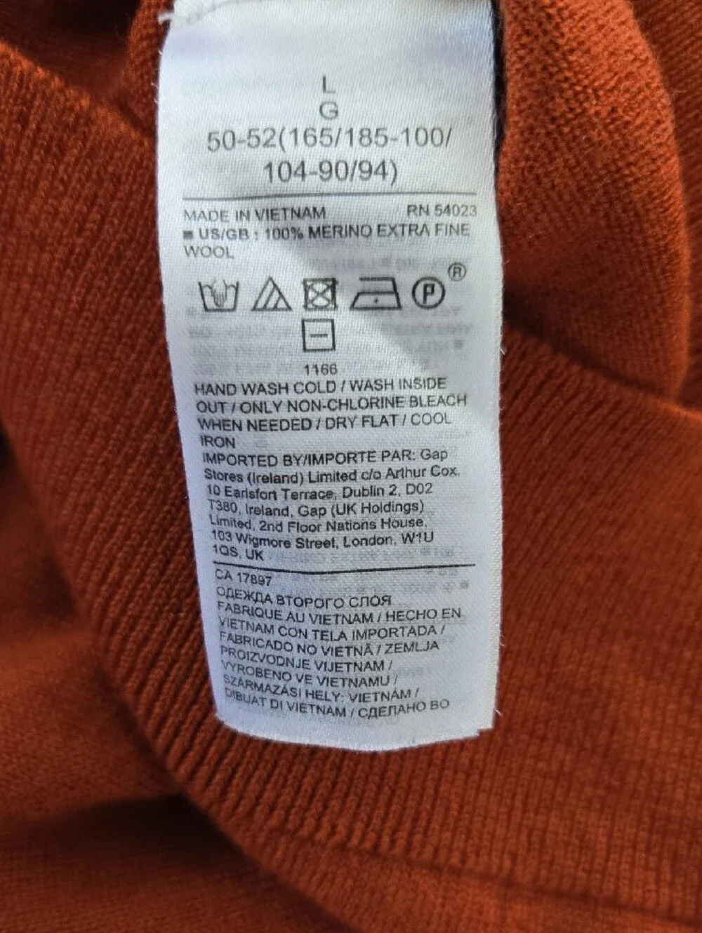 Banana Republic Baruffa Mariono Wool Men's Crewneck Sweater - Burnt Orange Size